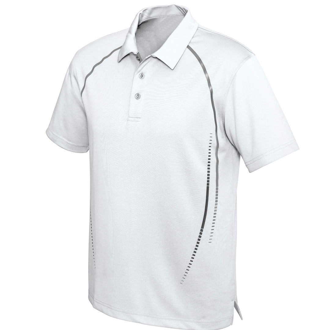 Biz Collection The Cyber Polo | Mens | Short Sleeve White/Silver Shirts & Tops