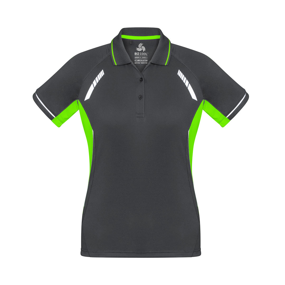 Biz Collection The Renegade Polo | Ladies | Short Sleeve Grey/Lime/Silver Shirts & Tops