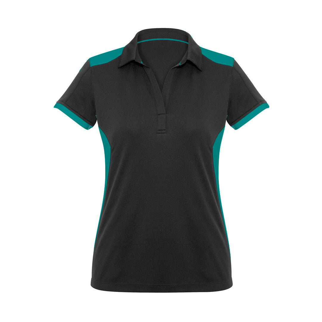 Biz Collection The Rival Polo | Ladies | Short Sleeve Black/Teal Shirts & Tops