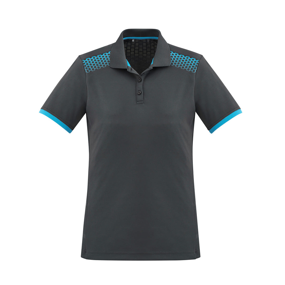 Biz Collection The Galaxy Polo | Ladies | Short Sleeve Grey/Cyan Shirts & Tops