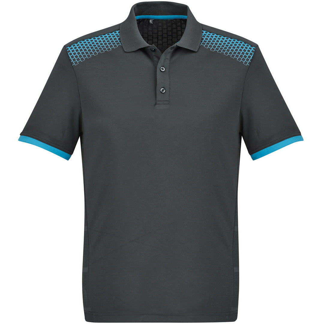 Biz Collection The Galaxy Polo | Mens | Short Sleeve Grey/Cyan Shirts & Tops