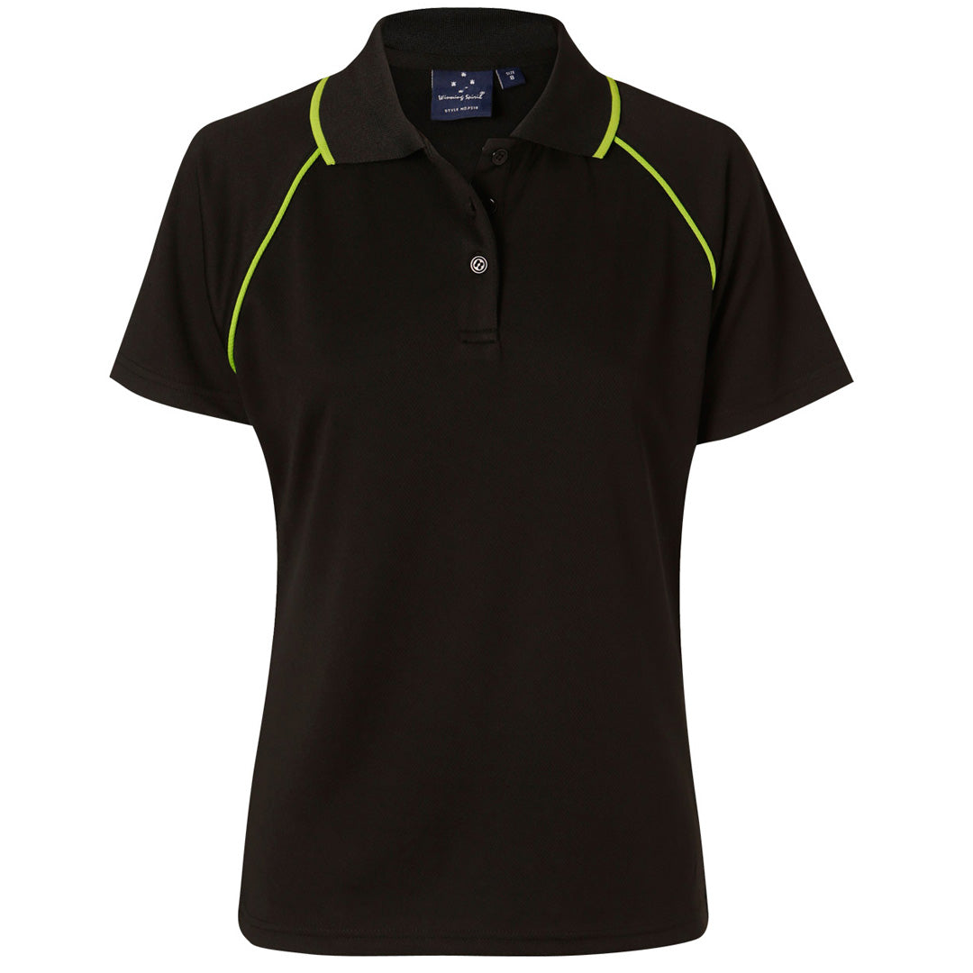 Winning Spirit The Champion Polo | Ladies | Short Sleeve Black/Lime Shirts & Tops
