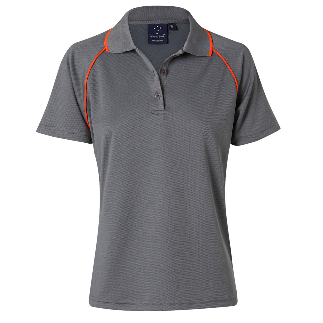 Winning Spirit The Champion Polo | Ladies | Short Sleeve Charcoal/Orange Shirts & Tops