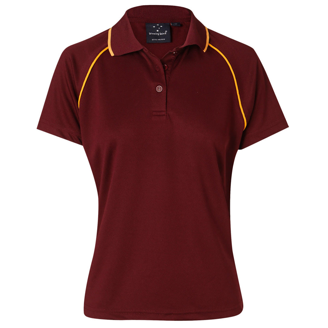 Winning Spirit The Champion Polo | Ladies | Short Sleeve Maroon/Gold Shirts & Tops