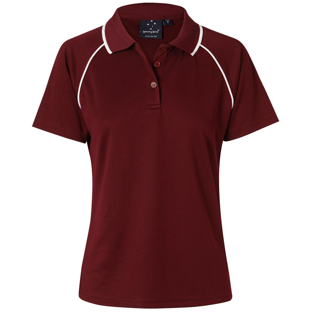 Winning Spirit The Champion Polo | Ladies | Short Sleeve Maroon/White Shirts & Tops