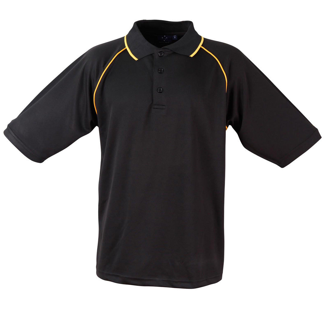 Winning Spirit The Champion Polo | Mens | Short Sleeve Black/Gold Shirts & Tops