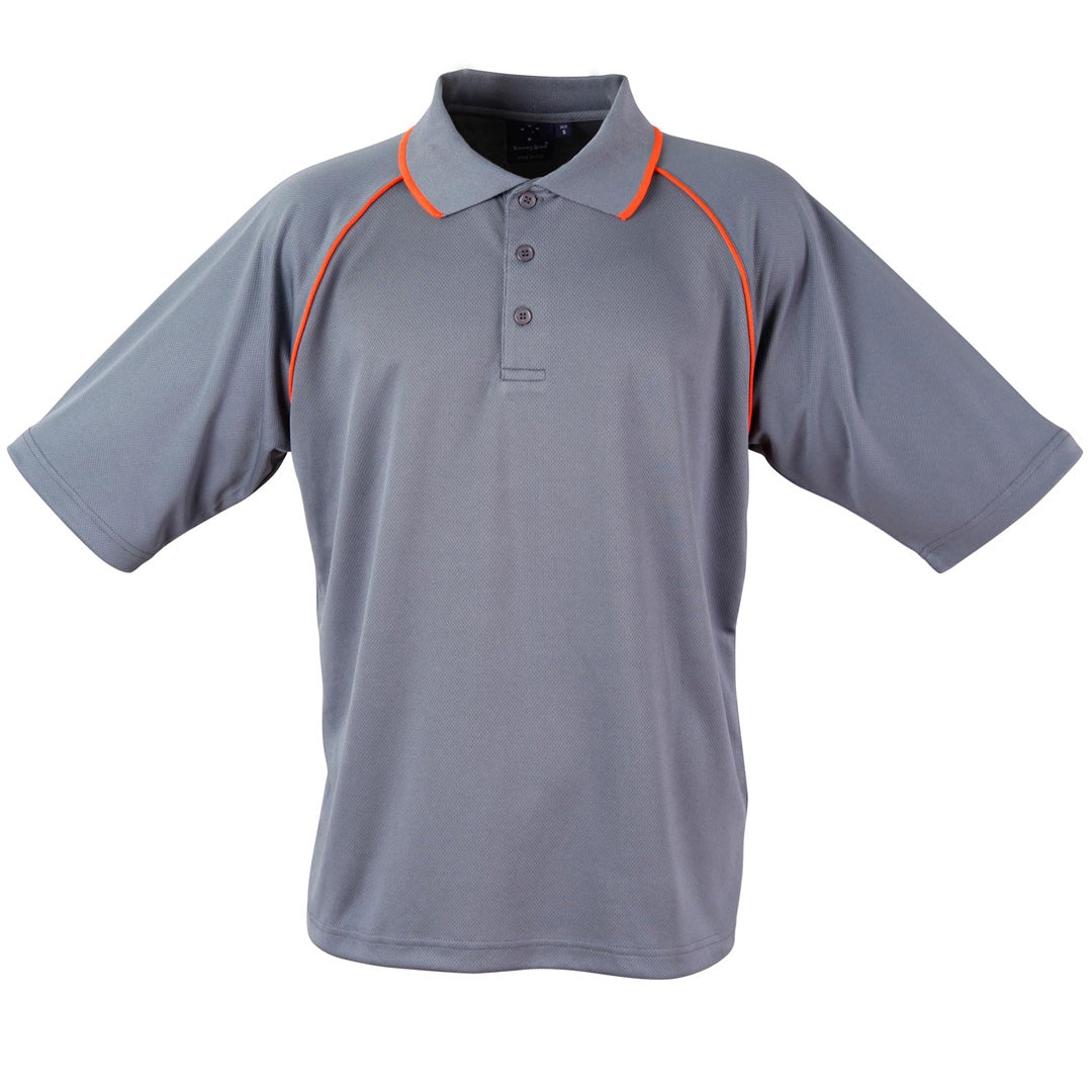 Winning Spirit The Champion Polo | Mens | Short Sleeve Charcoal/Orange Shirts & Tops