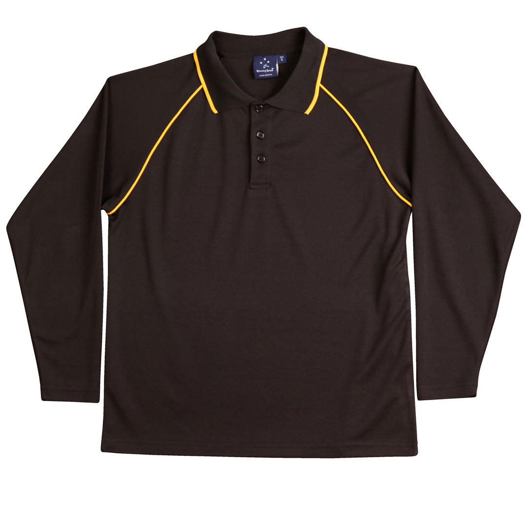 Winning Spirit The Champion Polo | Mens | Long Sleeve Black/Gold Shirts & Tops
