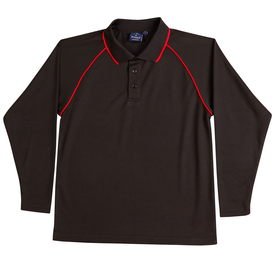 Winning Spirit The Champion Polo | Mens | Long Sleeve Black/Red Shirts & Tops