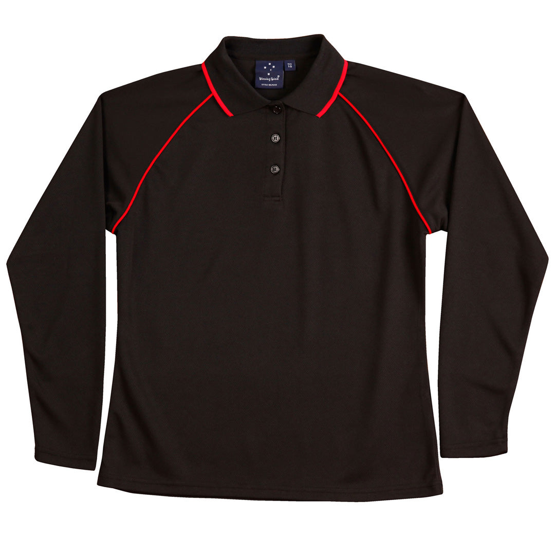 Winning Spirit The Champion Polo | Ladies | Long Sleeve Black/Red Shirts & Tops