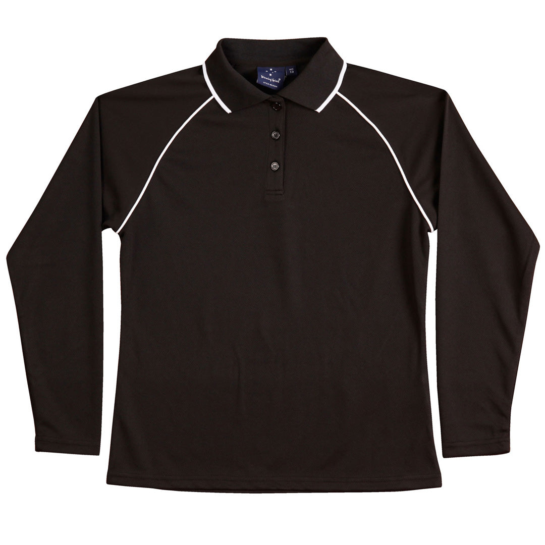 Winning Spirit The Champion Polo | Ladies | Long Sleeve Black/White Shirts & Tops