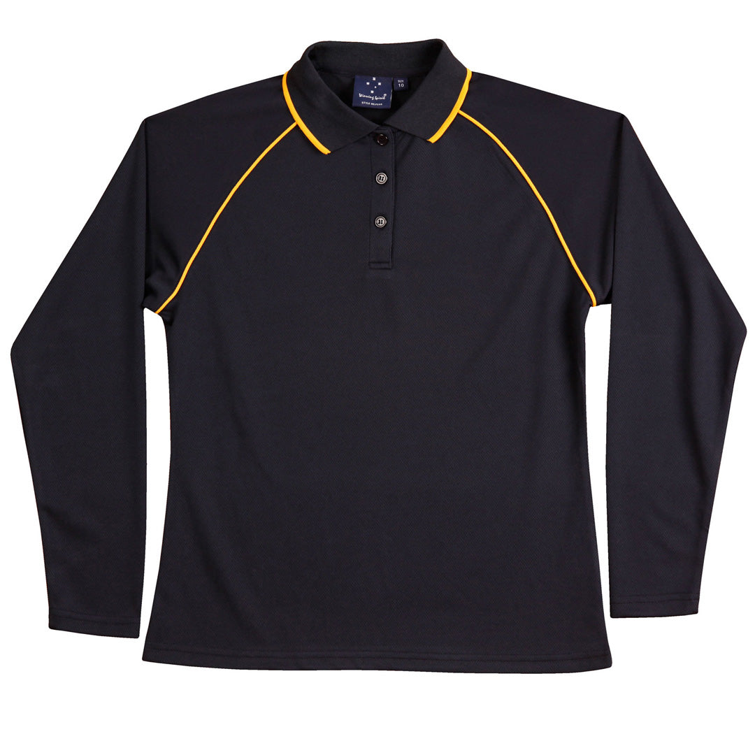 Winning Spirit The Champion Polo | Ladies | Long Sleeve Navy/Gold Shirts & Tops