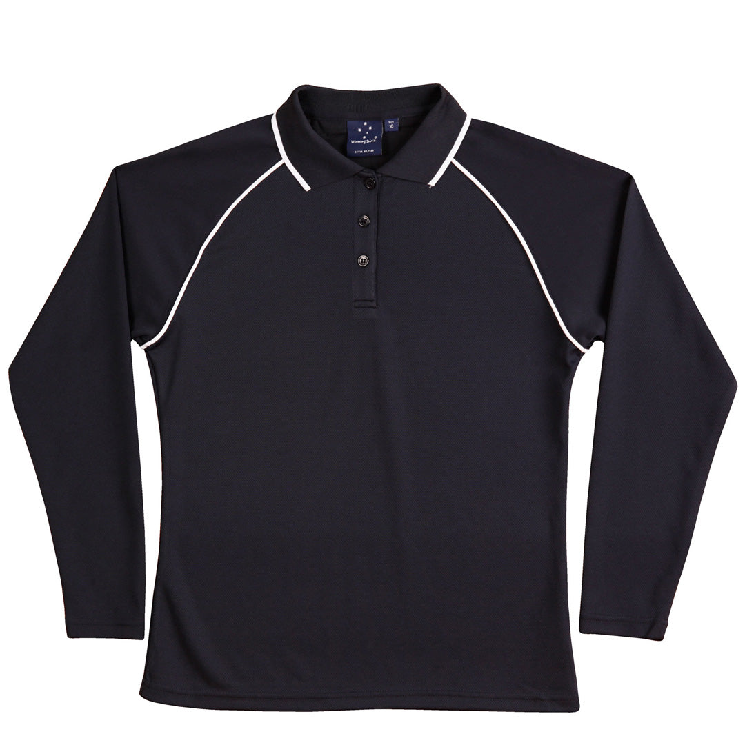 Winning Spirit The Champion Polo | Ladies | Long Sleeve Navy/White Shirts & Tops