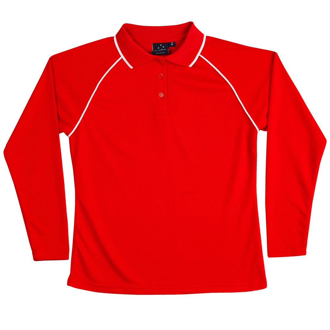 Winning Spirit The Champion Polo | Ladies | Long Sleeve Red/White Shirts & Tops