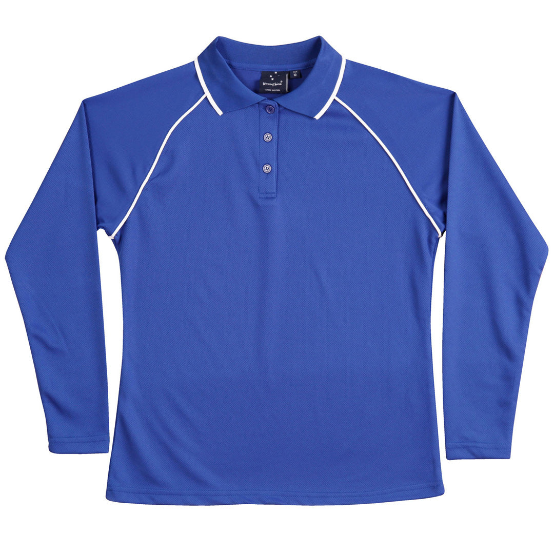 Winning Spirit The Champion Polo | Ladies | Long Sleeve Royal/White Shirts & Tops