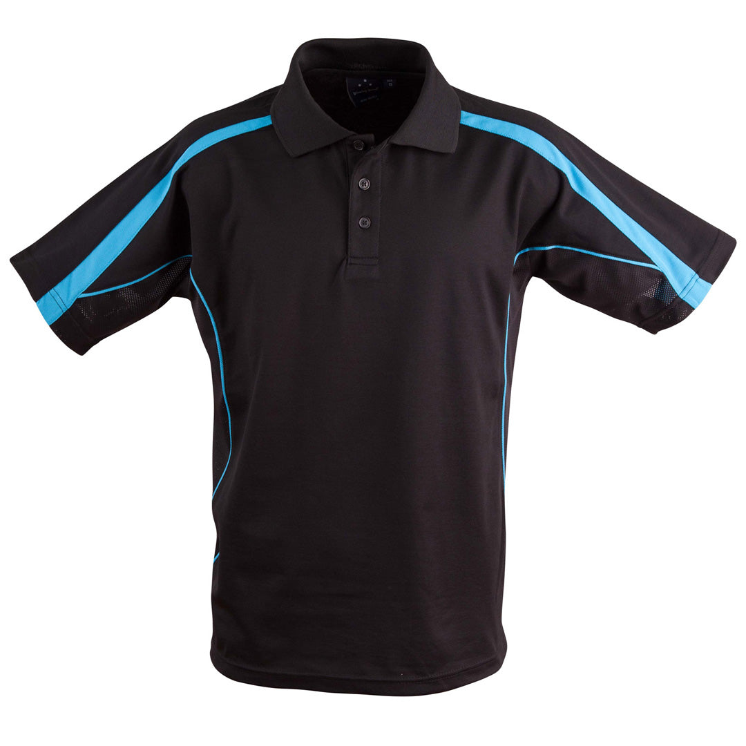 Winning Spirit The Legend Polo | Mens | Short Sleeve Black/Aqua Shirts & Tops