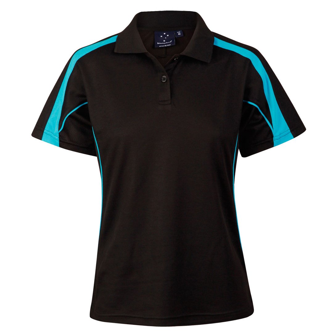 Winning Spirit The Legend Polo | Ladies | Short Sleeve | Plus Black/Aqua Shirts & Tops
