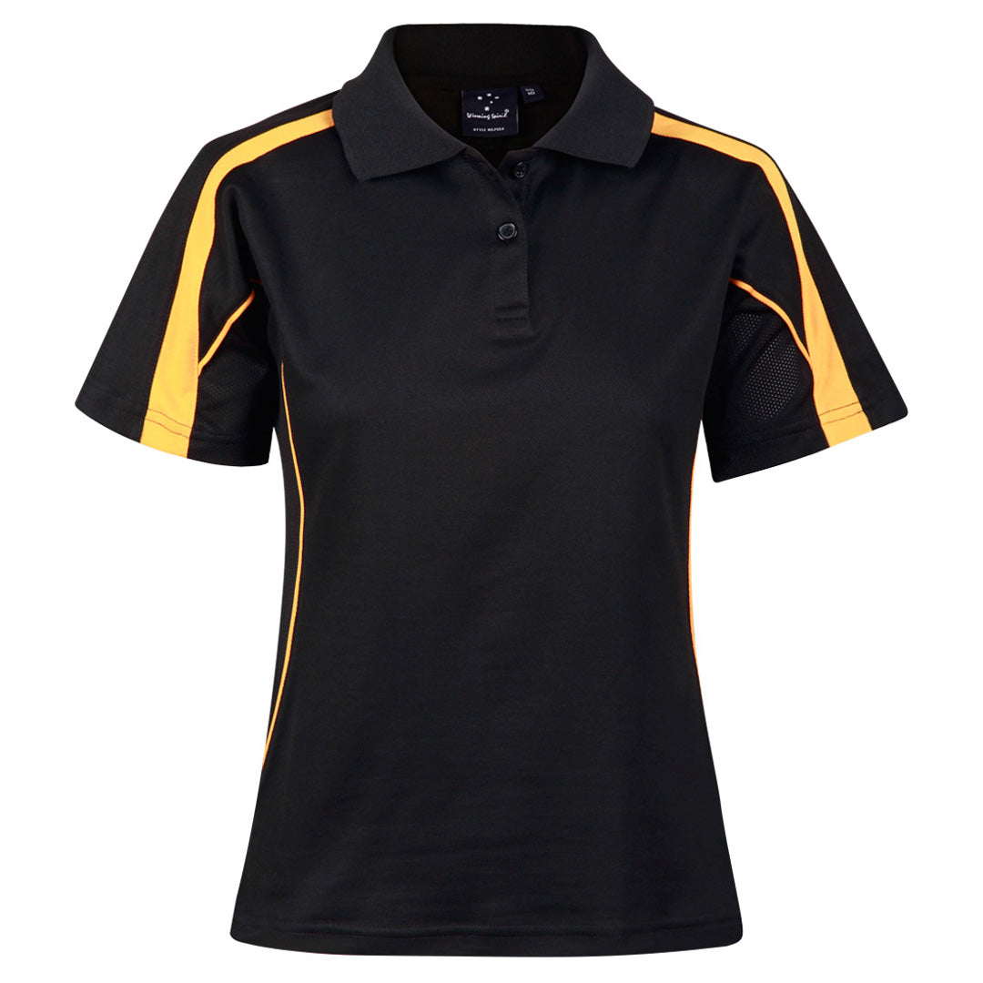 Winning Spirit The Legend Polo | Ladies | Short Sleeve Black/Gold Shirts & Tops