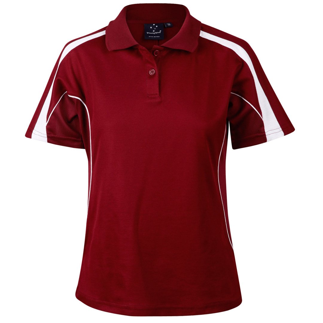 Winning Spirit The Legend Polo | Ladies | Short Sleeve | Plus Maroon/White Shirts & Tops