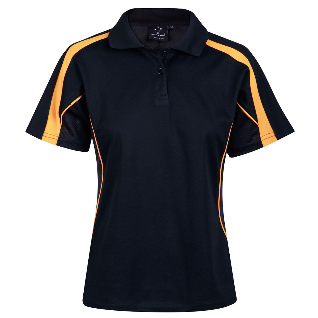 Winning Spirit The Legend Polo | Ladies | Short Sleeve | Plus Navy/Gold Shirts & Tops
