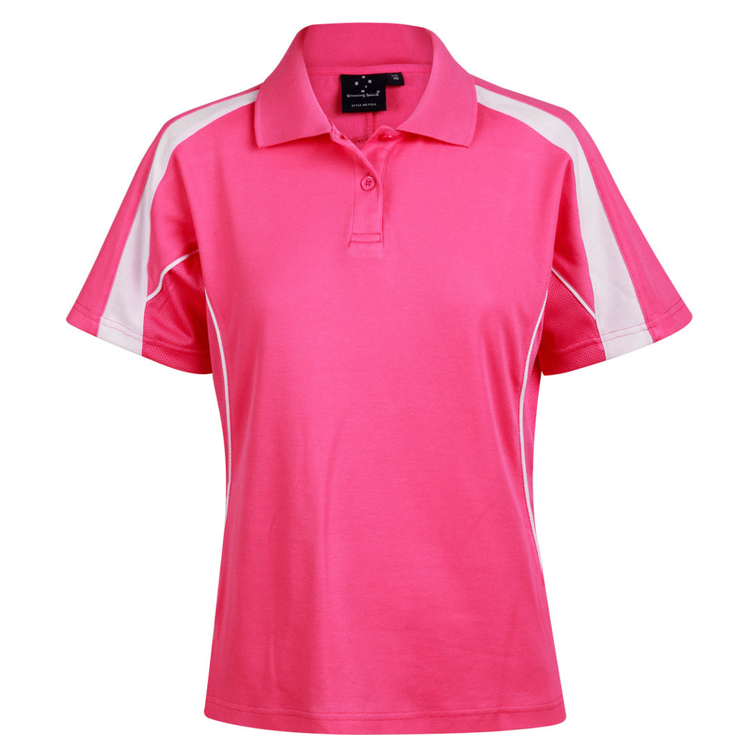 Winning Spirit The Legend Polo | Ladies | Short Sleeve Hot Pink/White Shirts & Tops