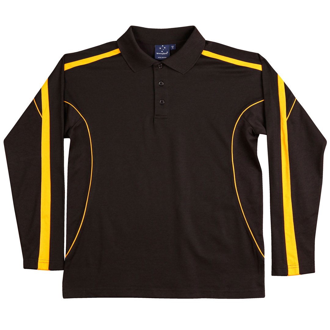 Winning Spirit The Legend Polo | Mens | Long Sleeve Black/Gold Shirts & Tops