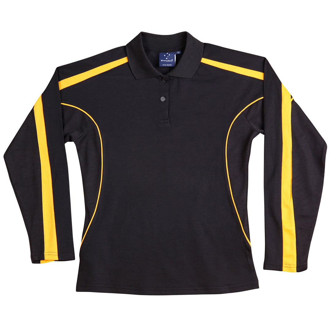 Winning Spirit The Legend Polo | Ladies | Long Sleeve Black/Gold Shirts & Tops