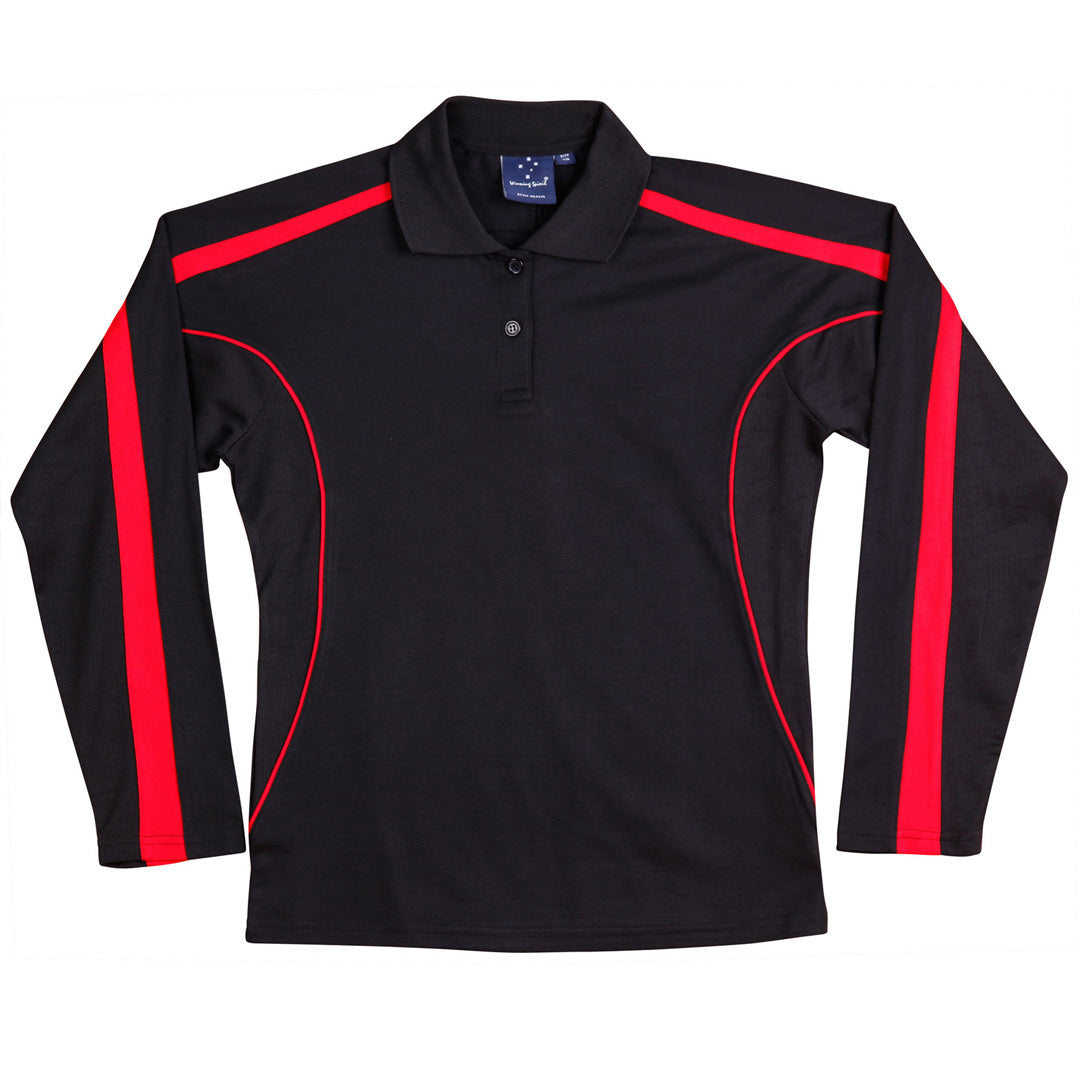 Winning Spirit The Legend Polo | Ladies | Long Sleeve Black/Red Shirts & Tops