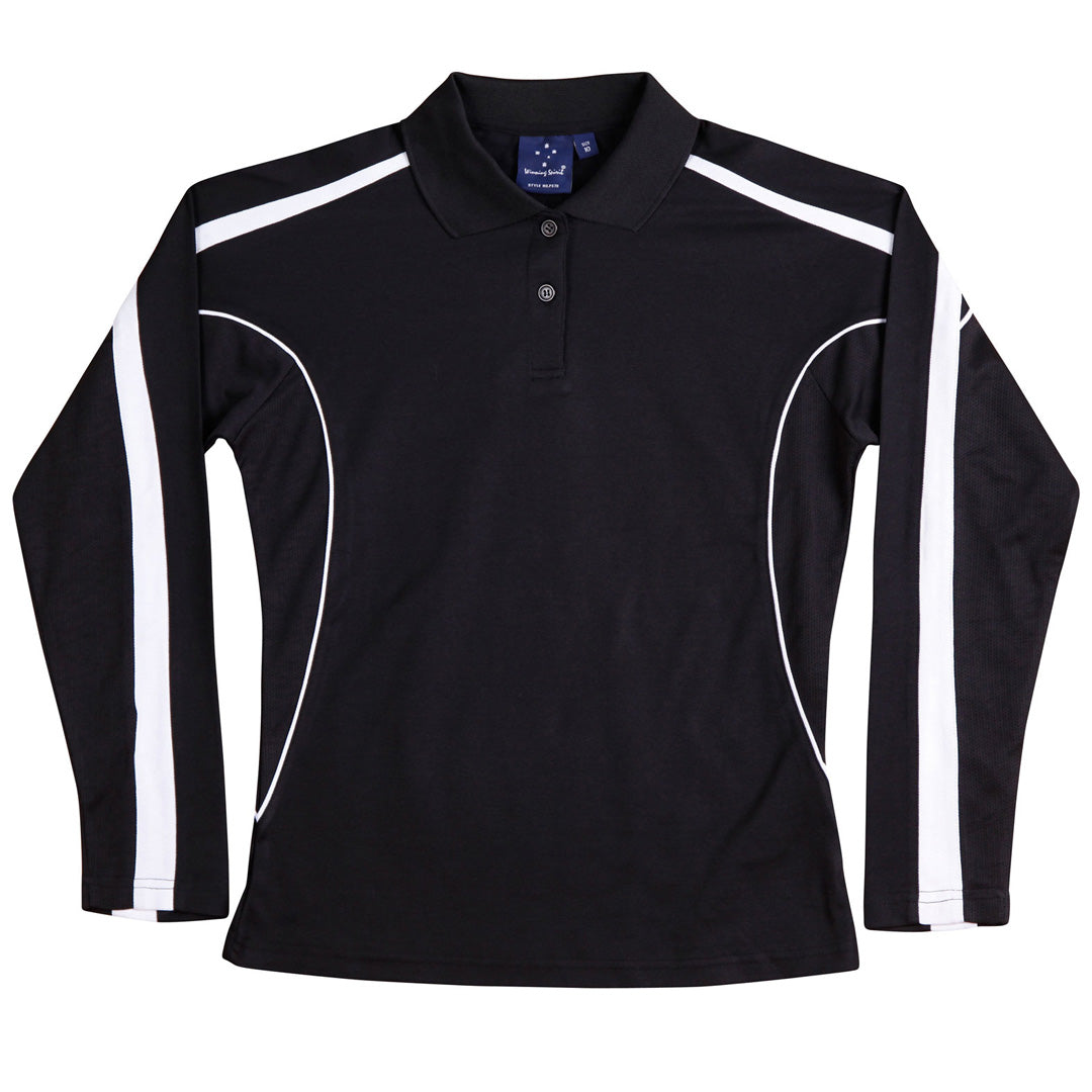 Winning Spirit The Legend Polo | Ladies | Long Sleeve Black/White Shirts & Tops