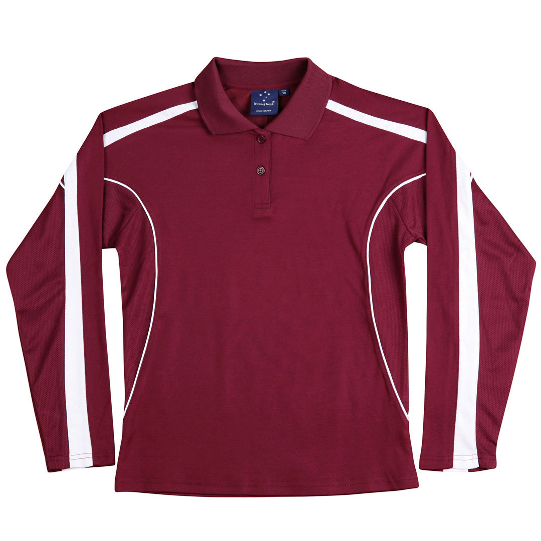 Winning Spirit The Legend Polo | Ladies | Long Sleeve Maroon/White Shirts & Tops