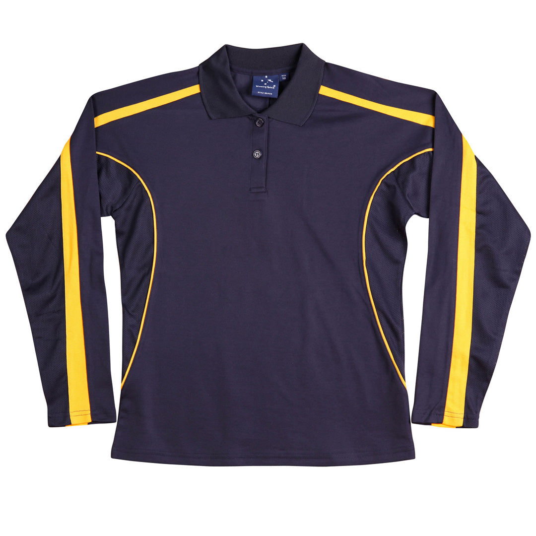 Winning Spirit The Legend Polo | Ladies | Long Sleeve Navy/Gold Shirts & Tops