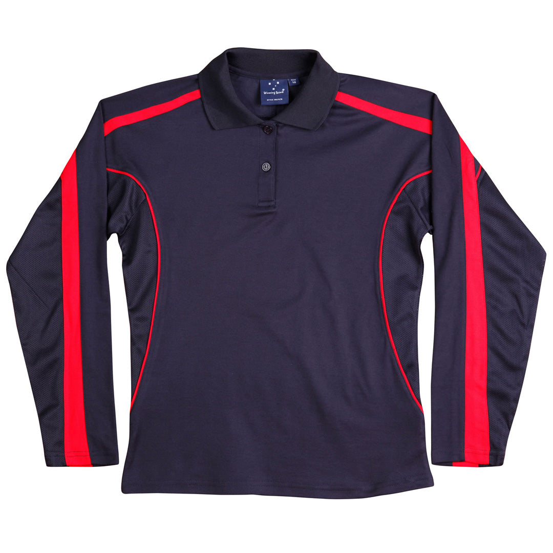 Winning Spirit The Legend Polo | Ladies | Long Sleeve Navy/Red Shirts & Tops