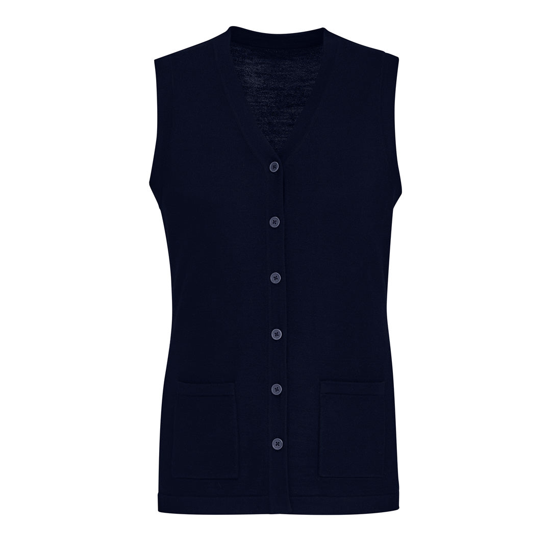 Biz Care The Button Front Vest | Ladies Navy Vests