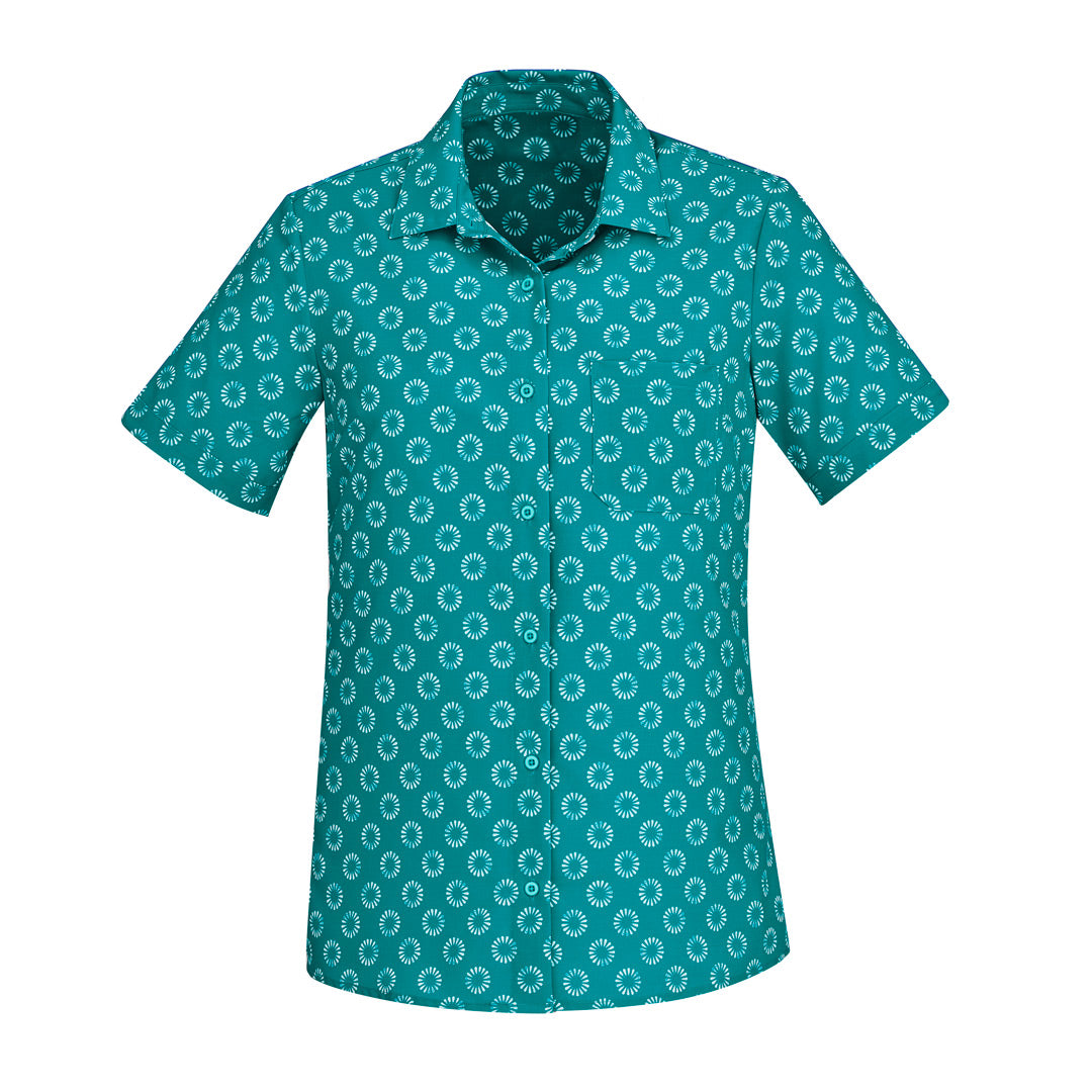 Biz Care The Daisy Shirt | Ladies | Short Sleeve Teal Shirts & Tops