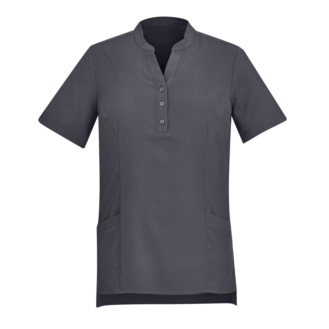 Biz Care The Florence Tunic | Ladies Charcoal Shirts & Tops