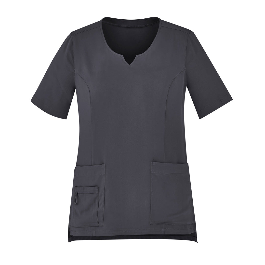Biz Care The Avery Round Neck Scrub Top | Ladies Charcoal Scrubs