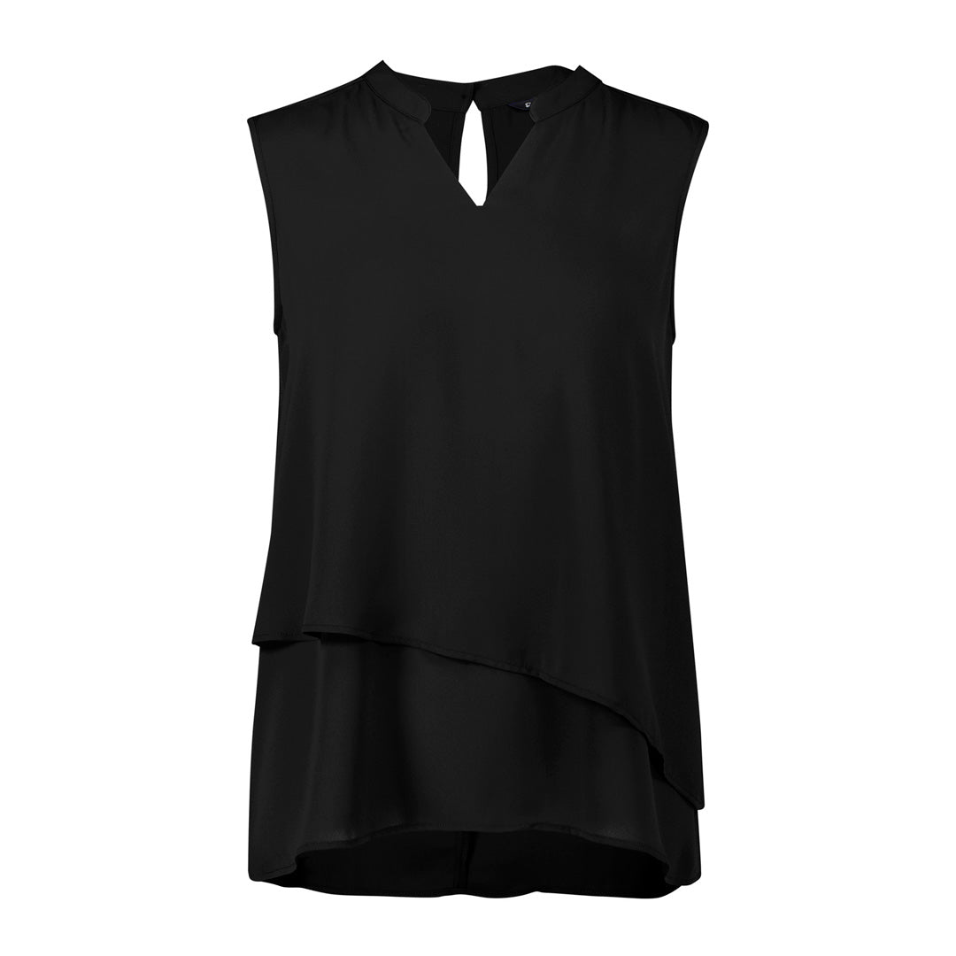 Biz Corporates The Seville Layered Top | Ladies | Sleeveless Black Shirts & Tops