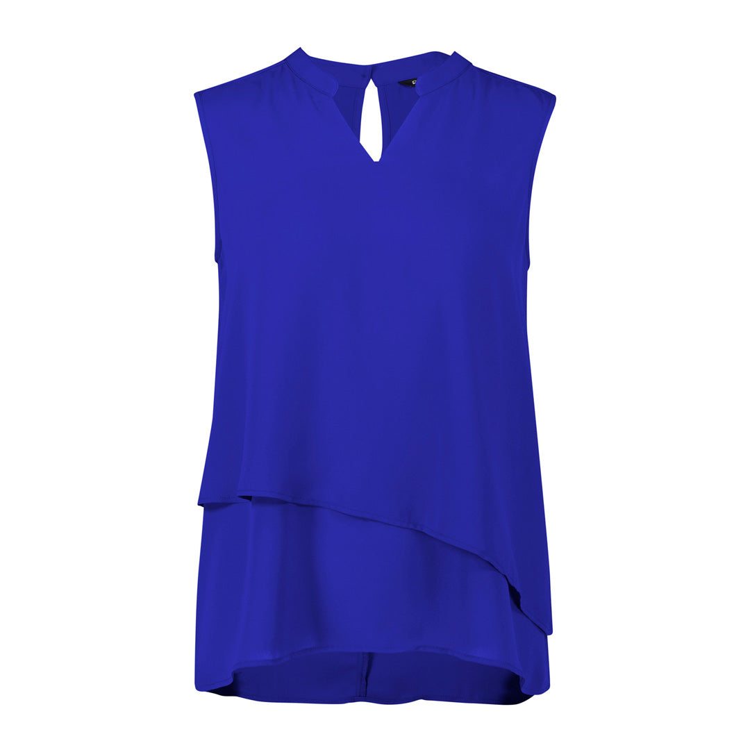 Biz Corporates The Seville Layered Top | Ladies | Sleeveless Cobalt Shirts & Tops