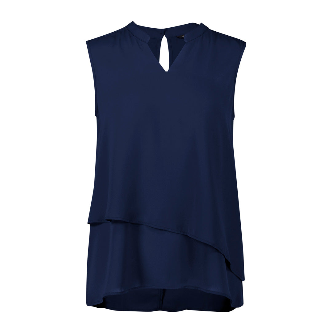 Biz Corporates The Seville Layered Top | Ladies | Sleeveless Navy Shirts & Tops