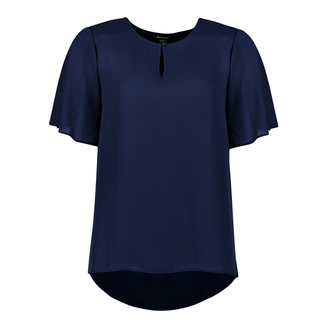 Biz Corporates The Vienna Blouse | Ladies | Short Sleeve Navy Shirts & Tops