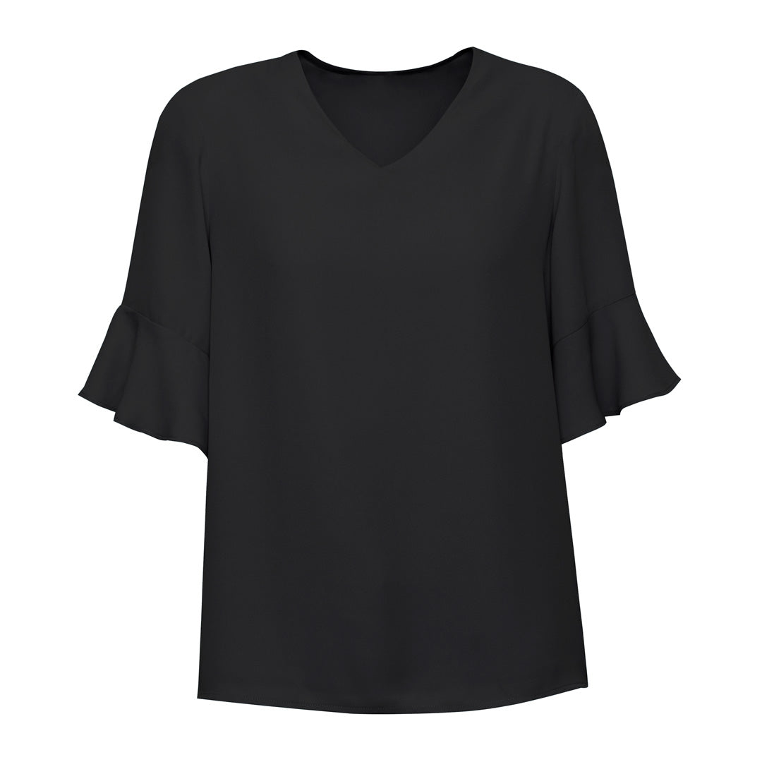 Biz Corporates The Aria Blouse | Ladies | Short Sleeve Black Shirts & Tops
