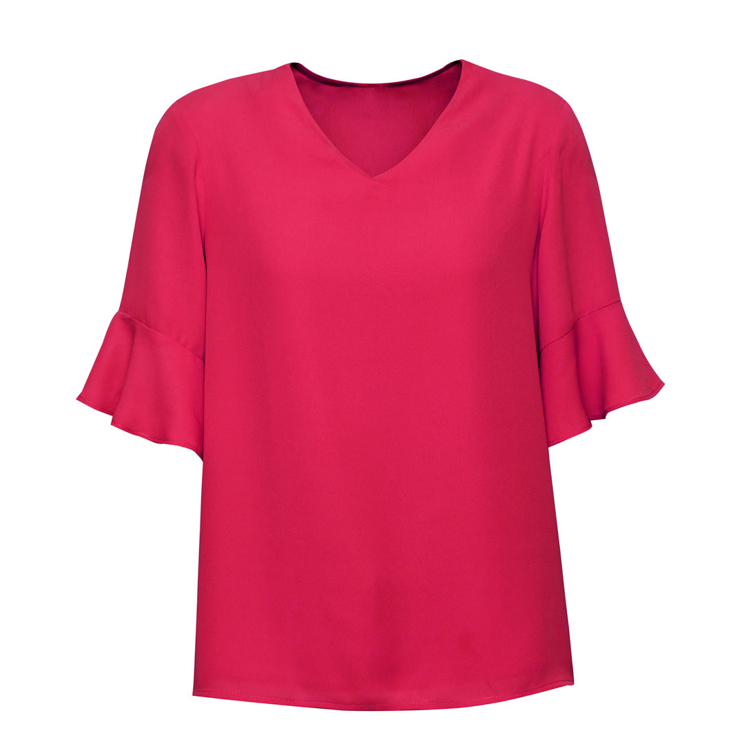 Biz Corporates The Aria Blouse | Ladies | Short Sleeve Raspberry Shirts & Tops