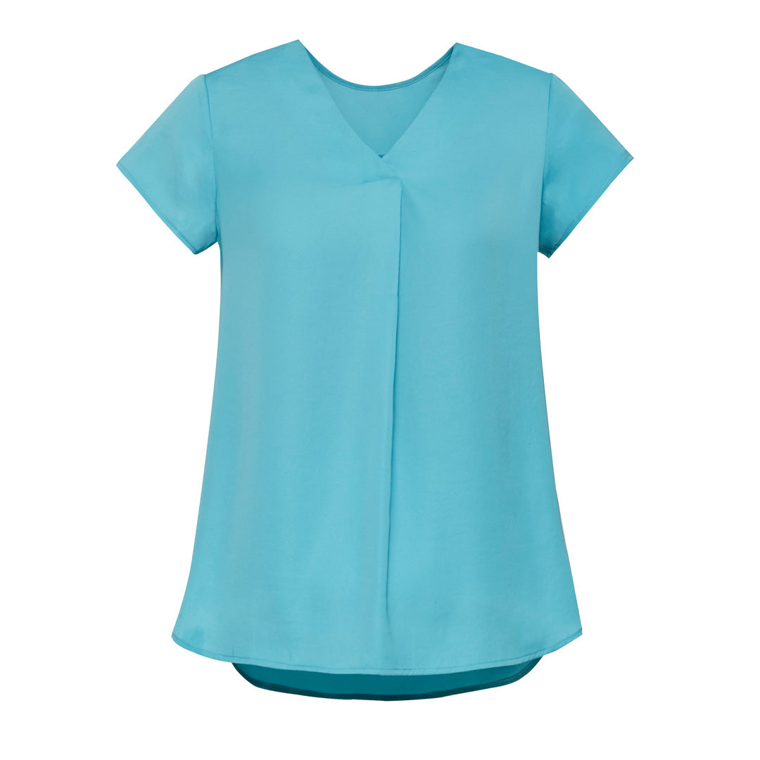 Biz Corporates The Kayla Blouse | Ladies | Short Sleeve Clearance Aqua Shirts & Tops