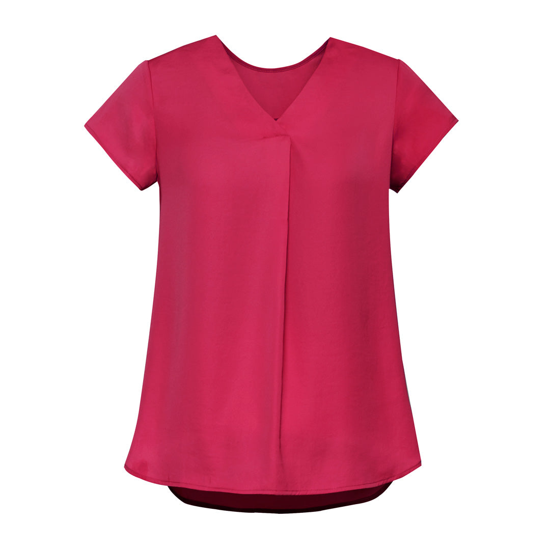 Biz Corporates The Kayla Blouse | Ladies | Short Sleeve Clearance Raspberry Shirts & Tops