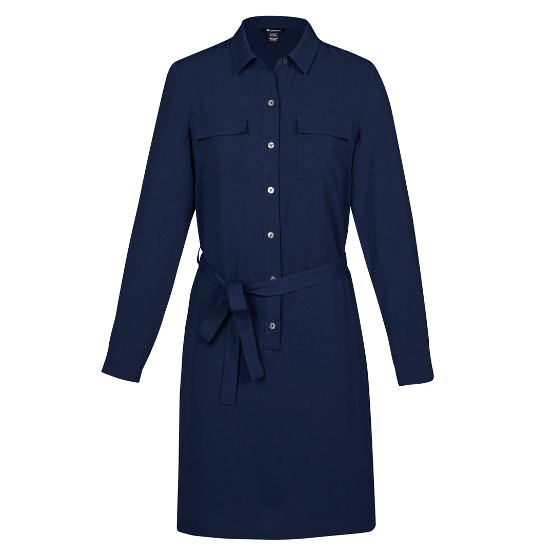 Biz Corporates The Chloe Pocket Shirt Dress | Long Sleeve Navy Dresses