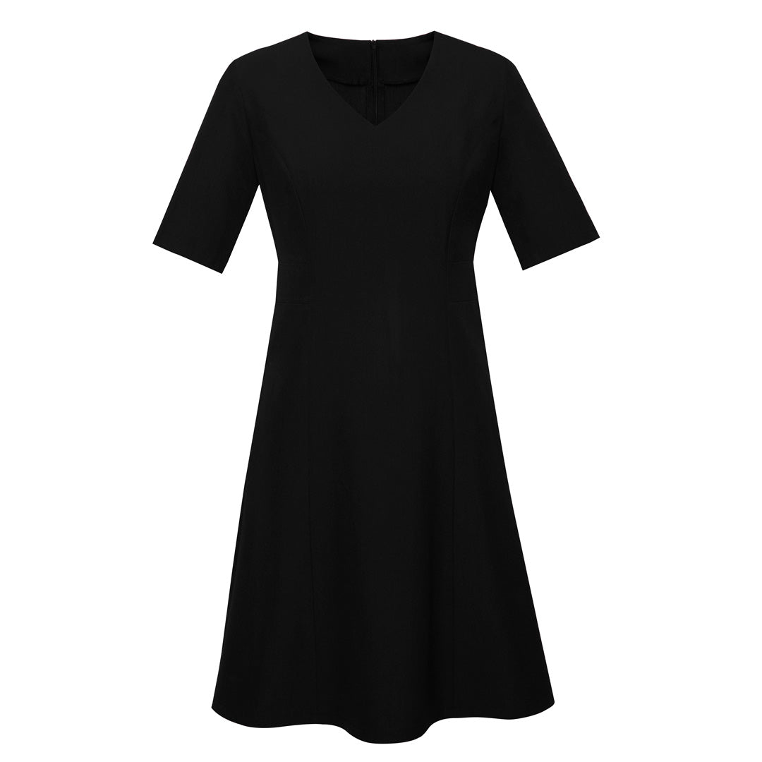 Biz Corporates The Siena Midi Dress | Short Sleeve Black Dresses
