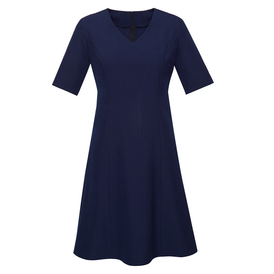 Biz Corporates The Siena Midi Dress | Short Sleeve Marine Blue Dresses
