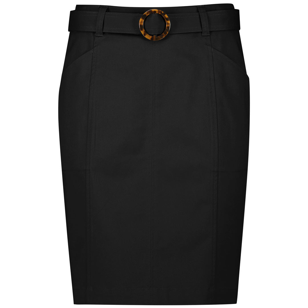 Biz Corporates The Traveller Chino Skirt | Ladies Black Skirts