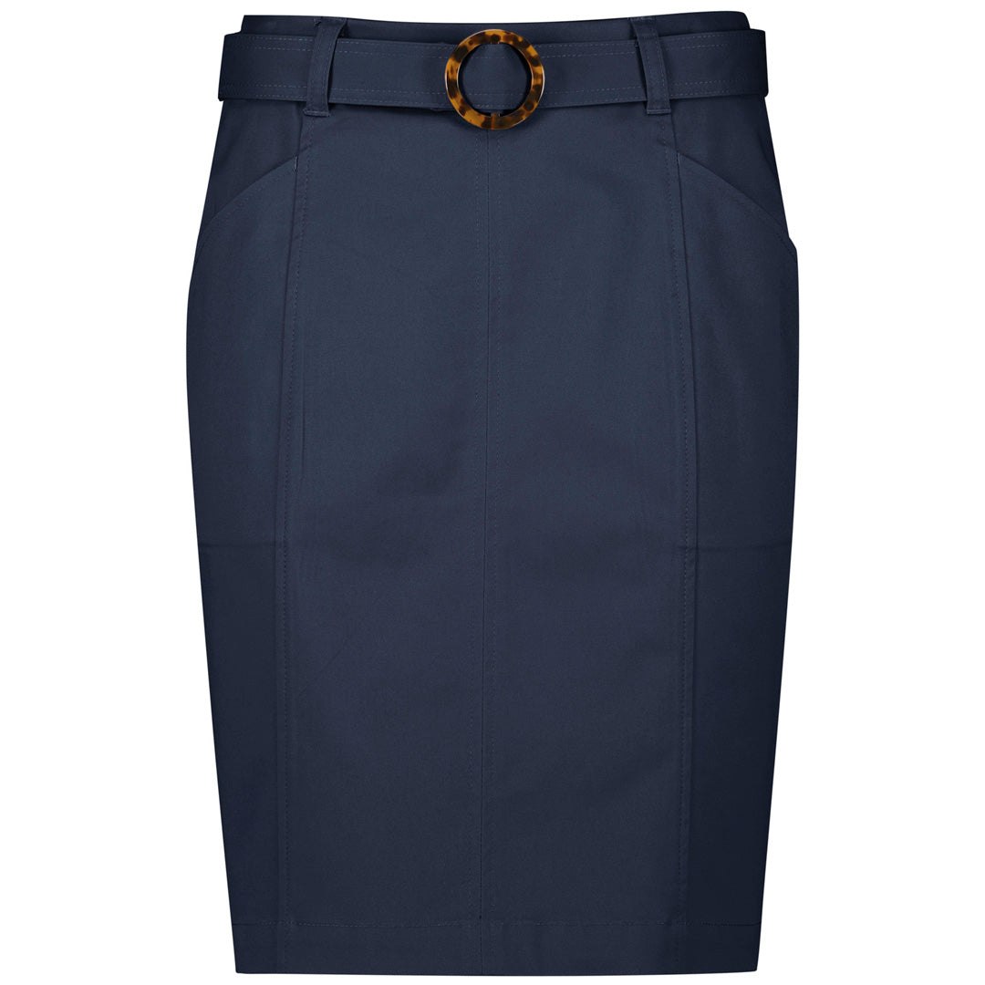 Biz Corporates The Traveller Chino Skirt | Ladies Navy Skirts