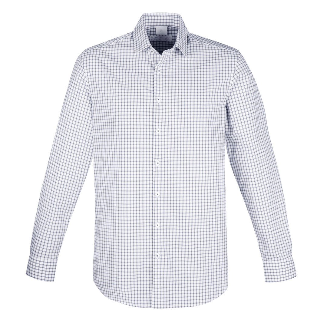 Biz Corporates The Noah Shirt | Classic Fit | Mens | Long Sleeve White/Blue Shirts & Tops